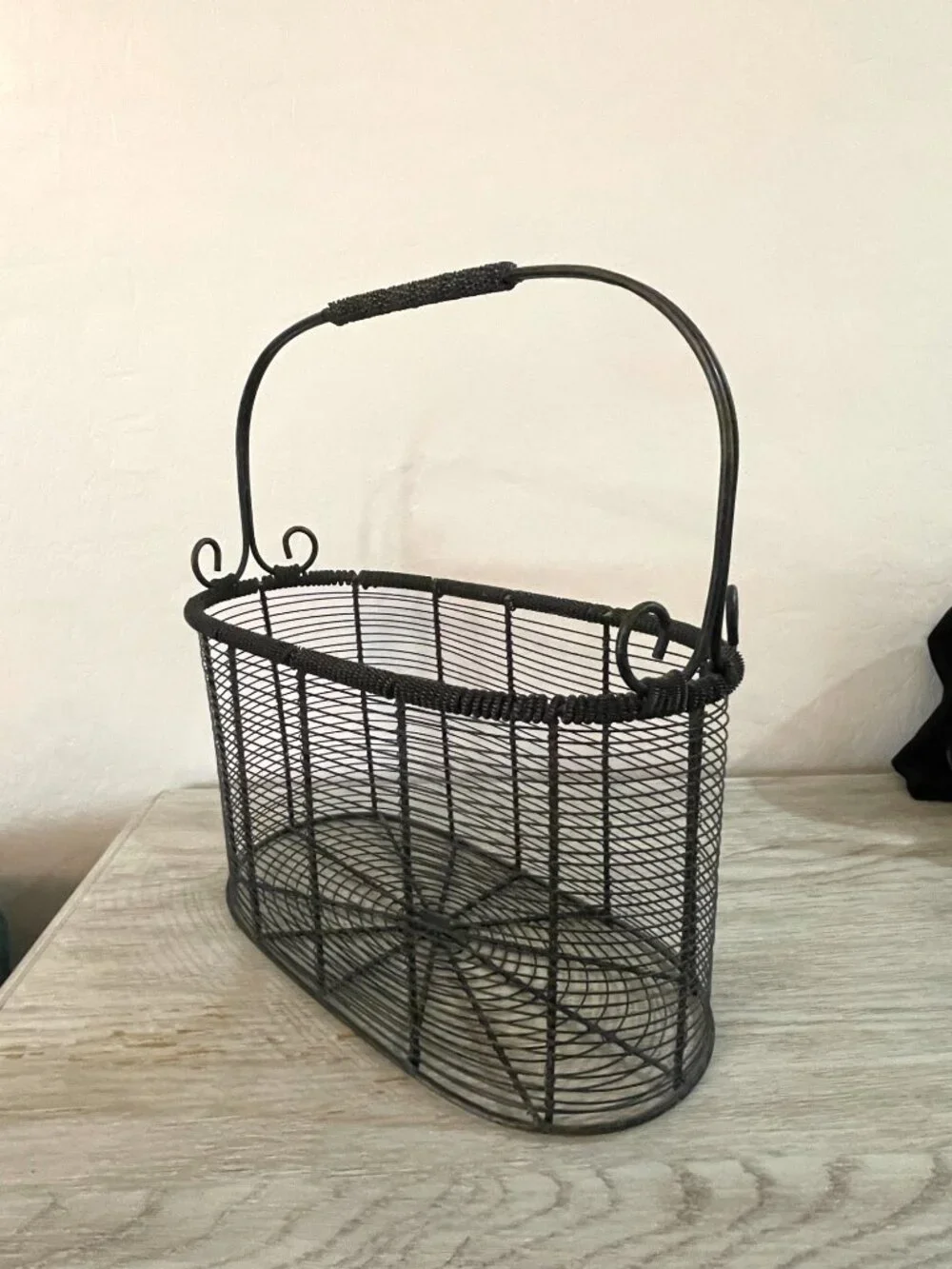 Large Wire Metal Basket Sturdy With Handle